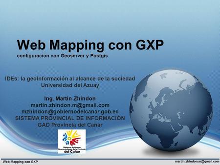 Web Mapping con GXP configuración con Geoserver y Postgis