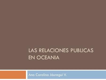 Las Relaciones Publicas en OCEANIA