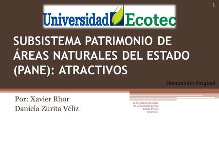 SUBSISTEMA PATRIMONIO DE ÁREAS NATURALES DEL ESTADO (PANE): ATRACTIVOS