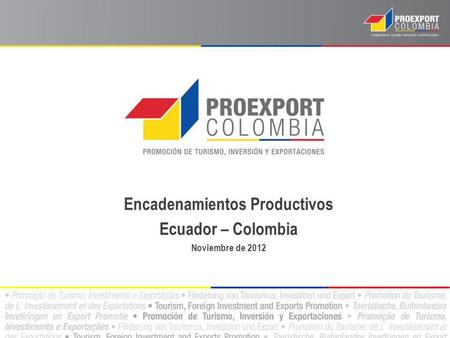 Encadenamientos Productivos Ecuador – Colombia Noviembre de 2012.