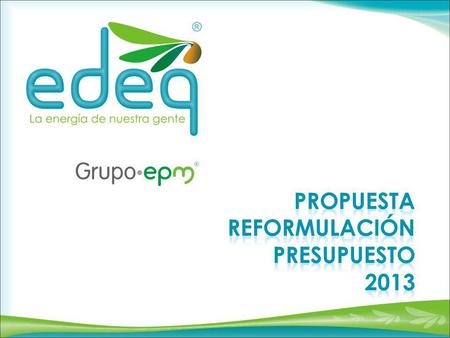 Consideraciones Generales al momento de la aprobación inicial Presupuesto 2013 El presupuesto que formuló la organización para el año 2013 se encontraba.