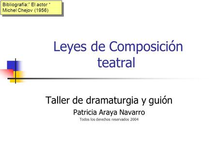 Leyes de Composición teatral