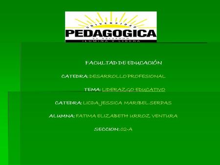 FACULTAD DE EDUCACIÓN CATEDRA: DESARROLLO PROFESIONAL