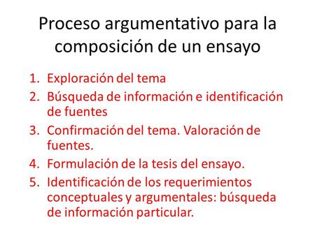 Proceso argumentativo para la composición de un ensayo
