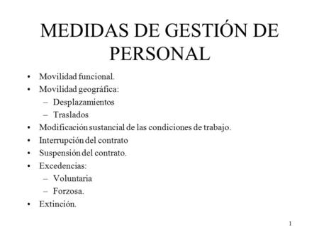 MEDIDAS DE GESTIÓN DE PERSONAL