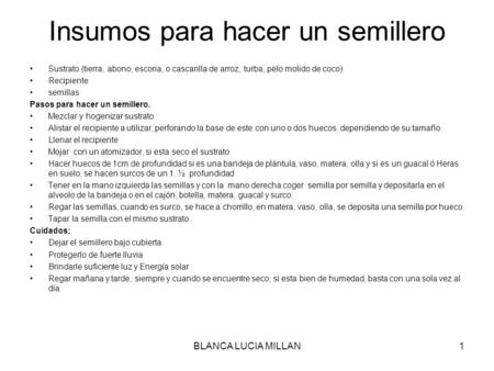 Insumos para hacer un semillero