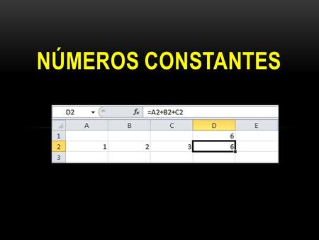 NÚMEROS CONSTANTES. Las fórmulas nos permiten utilizar Excel como si fuera una calculadora, solamente debemos introducir la ecuación en la Barra de fórmulas,