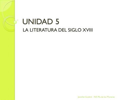 LA LITERATURA DEL SIGLO XVIII