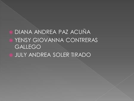  DIANA ANDREA PAZ ACUÑA  YENSY GIOVANNA CONTRERAS GALLEGO  JULY ANDREA SOLER TIRADO.