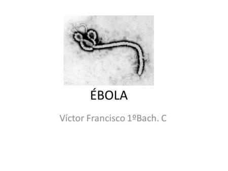 ÉBOLA Víctor Francisco 1ºBach. C. Causas y factores de riesgo Este virus es el causante de la fiebre hemorrágica viral del Ébola, una enfermedad infecciosa,