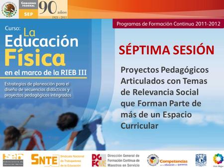 SÉPTIMA SESIÓN Proyectos Pedagógicos Articulados con Temas de Relevancia Social que Forman Parte de más de un Espacio Curricular.