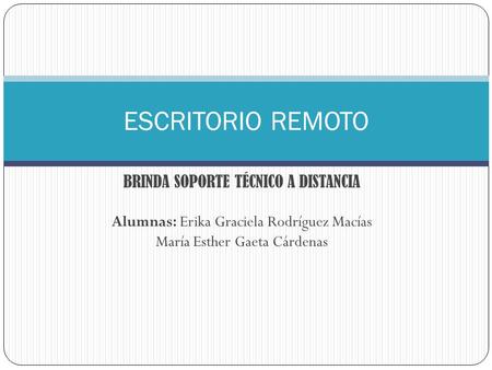 ESCRITORIO REMOTO BRINDA SOPORTE TÉCNICO A DISTANCIA