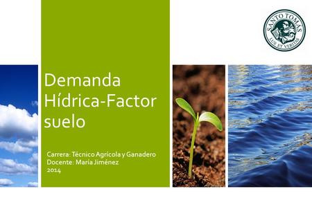 Demanda Hídrica-Factor suelo Carrera: Técnico Agrícola y Ganadero Docente: María Jiménez 2014.