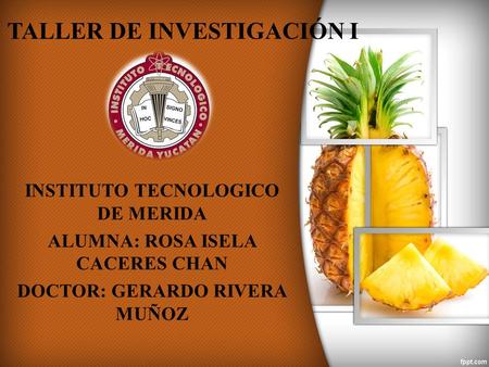 TALLER DE INVESTIGACIÓN I INSTITUTO TECNOLOGICO DE MERIDA ALUMNA: ROSA ISELA CACERES CHAN DOCTOR: GERARDO RIVERA MUÑOZ.