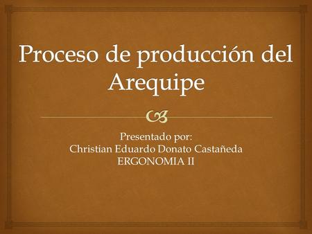 Presentado por: Christian Eduardo Donato Castañeda ERGONOMIA II.