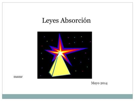 Leyes Absorción Mayo 2014 mamr. Clasificación métodos ópticos Métodos espectroscópicos, son aquellos en los que existe intercambio de energía entre la.