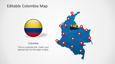 Editable Colombia Map This is a sample text. Insert your desired text for this label of data. Colombia.
