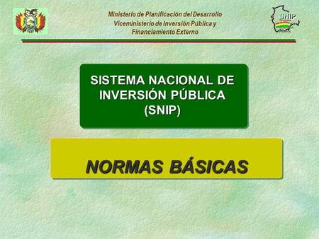 SNIPSNIP Sistema Nacional de Inversión Pública Ministerio de Planificación del Desarrollo Viceministerio de Inversión Pública y Financiamiento Externo.