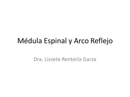 Médula Espinal y Arco Reflejo Dra. Lissete Rentería Garza.