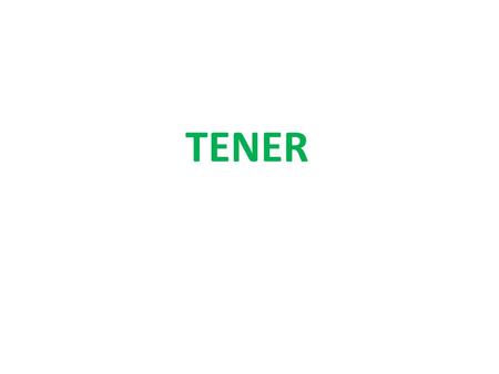 TENER. Yo tengo Tútienes Él / Ella / Vd tiene Nosotros tenemos Vosotros tenéis Ellos / Ellas / Vds tienen.