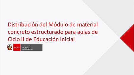 Distribución del Módulo de material concreto estructurado para aulas de Ciclo II de Educación Inicial.