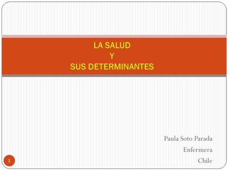 Paula Soto Parada Enfermera Chile 1 LA SALUD Y SUS DETERMINANTES.