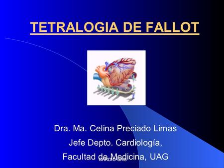 CARDIO-UAG TETRALOGIA DE FALLOT Dra. Ma. Celina Preciado Limas Jefe Depto. Cardiología, Facultad de Medicina, UAG.