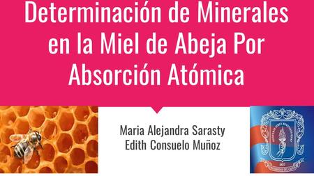 Determinación de Minerales en la Miel de Abeja Por Absorción Atómica Maria Alejandra Sarasty Edith Consuelo Muñoz.