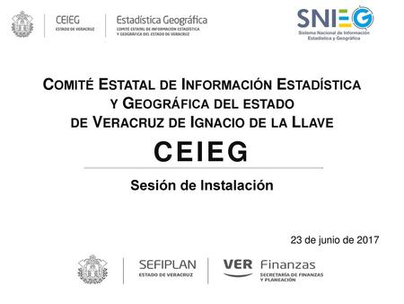 Comité Estatal de Información Estadística y Geográfica del estado de Veracruz de Ignacio de la Llave CEIEG Sesión de Instalación 23 de junio de 2017.