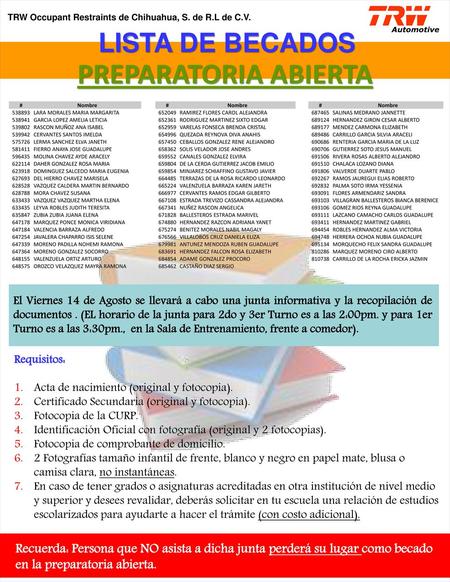 PREPARATORIA ABIERTA LISTA DE BECADOS