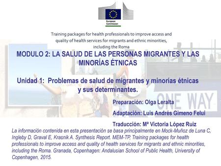 MODULO 2: LA SALUD DE LAS PERSONAS MIGRANTES Y LAS MINORÍAS ÉTNICAS