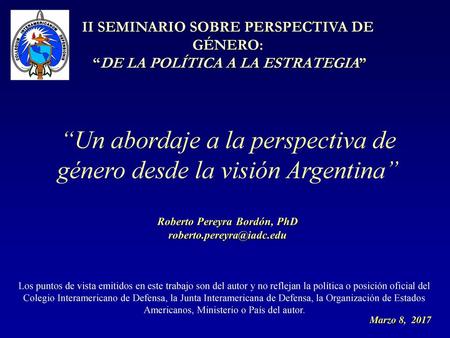 “Un abordaje a la perspectiva de género desde la visión Argentina”