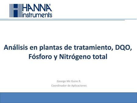 Análisis en plantas de tratamiento, DQO, Fósforo y Nitrógeno total