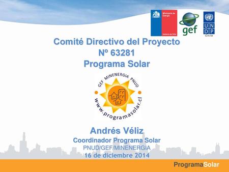 Comité Directivo del Proyecto Coordinador Programa Solar