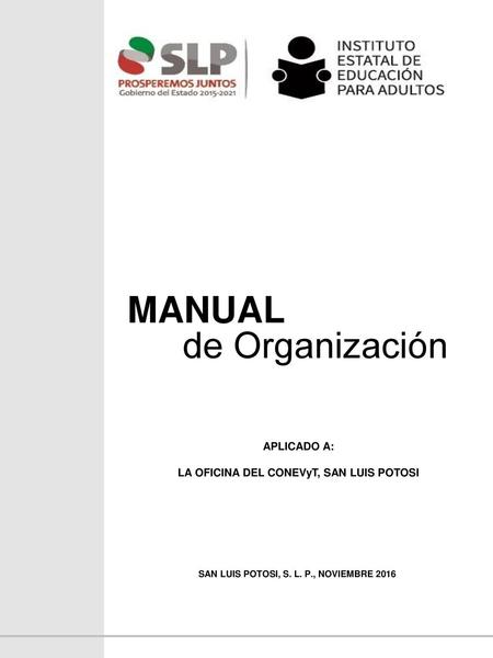 MANUAL de Organización APLICADO A: