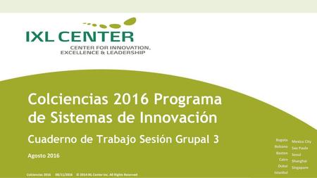 Colciencias 2016 Programa de Sistemas de Innovación