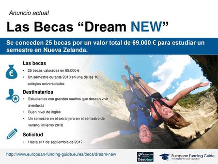 Las Becas “Dream NEW” Anuncio actual