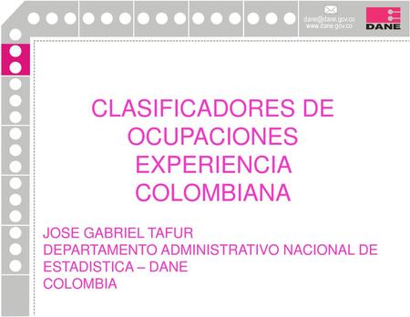 CLASIFICADORES DE OCUPACIONES EXPERIENCIA COLOMBIANA