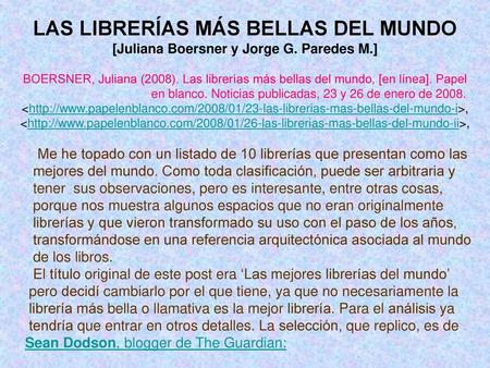 LAS LIBRERÍAS MÁS BELLAS DEL MUNDO