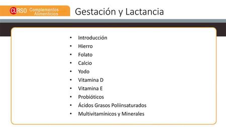 Gestación y Lactancia Introducción Hierro Folato Calcio Yodo