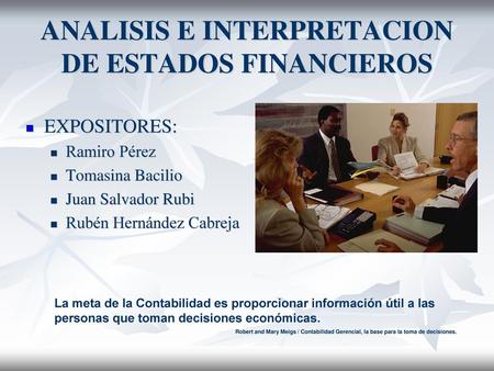 ANALISIS E INTERPRETACION DE ESTADOS FINANCIEROS