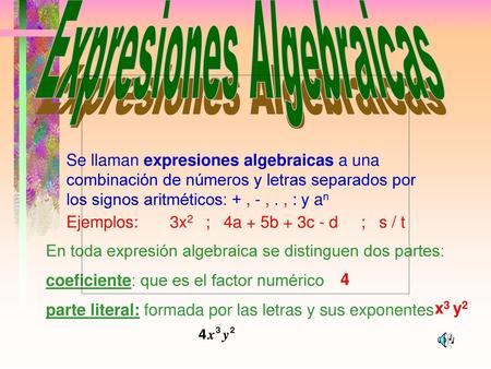 Expresiones Algebraicas Expresiones Algebraicas