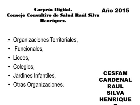 Carpeta Digital. Consejo Consultivo de Salud Raúl Silva Henríquez.