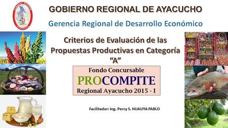Fondo Concursable PROCOMPITE Regional Ayacucho I Facilitador: Ing. Percy S. HUAUYA PABLO.