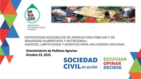 Viceministerio de Políticas Agrarias Octubre 23, 2015