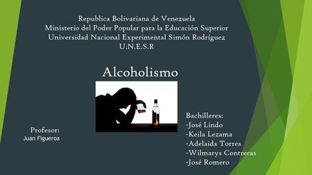 Alcoholismo Republica Bolivariana de Venezuela