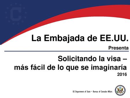 La Embajada de EE.UU. Presenta Solicitando la visa –