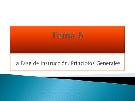 La Fase de Instrucción. Principios Generales