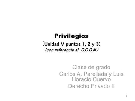 Privilegios (Unidad V puntos 1, 2 y 3) (con referencia al C.C.C.N.)