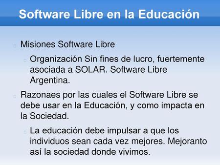 Software Libre en la Educación